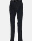 Max Mara Studio Pantalone con Pieghe Donna Nero