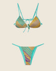 F**K Bikini Triangolo con Slip Regolabile Fantasia Verde Acqua