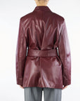 Max Mara Studio Giacca in Nappa con Cintura Bordeaux