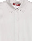 Max Mara Studio Camicia in Seta Elegante con Dettagli Gioiello Grigio Perlato