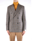 Breras Milano Giacca Doppiopetto Check in Lana Uomo Grigio