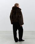 Alysi Bomber Cropped in Pelliccia Eco Fur Cioccolato
