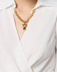 Elisabetta Franchi Camicia Georgette Gioiello Avorio