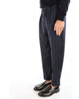 Berwich Pantalone Chiaia con Pences in Lana Gessato Uomo Blu Navy