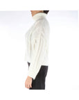 Alysi Pullover Mohaire Intrecciato in Lana Donna Bianco