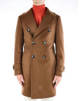 Breras Milano Cappotto Doppiopetto in Lana Uomo Tabacco