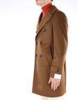 Breras Milano Cappotto Doppiopetto in Lana Uomo Tabacco