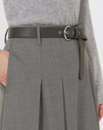 Max Mara Studio Gonna a Pieghe in Lana Grigio Medio