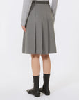 Max Mara Studio Gonna a Pieghe in Lana Grigio Medio