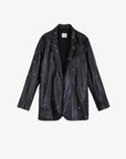 Alysi Blazer in Pelle con Applicazioni Nero