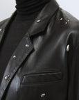 Alysi Blazer in Pelle con Applicazioni Nero