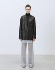 Alysi Blazer in Pelle con Applicazioni Nero