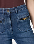 Elisabetta Franchi Jeans con Logo Gioiello Blue Denim