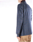 Breras Milano Giacca Monopetto in Lana Check Uomo Blu