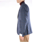 Breras Milano Giacca Monopetto in Lana Check Uomo Blu