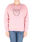 Pinko felpa rosa con ricamo Love Birds