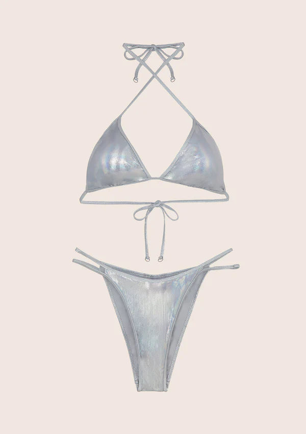 F**k bikini triangolo donna argento