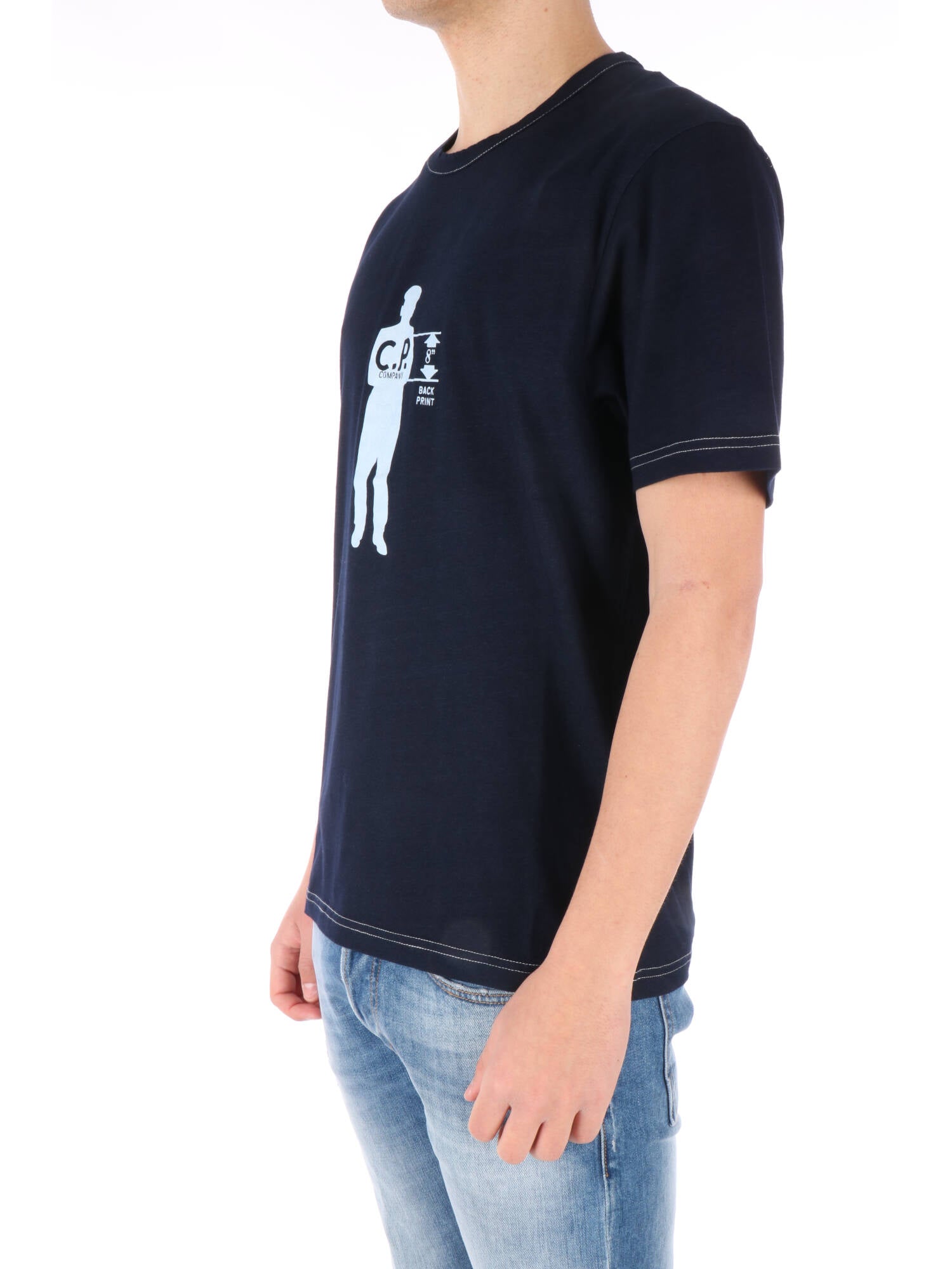 C.P. Company uomo t-shirt con logo frontale blu