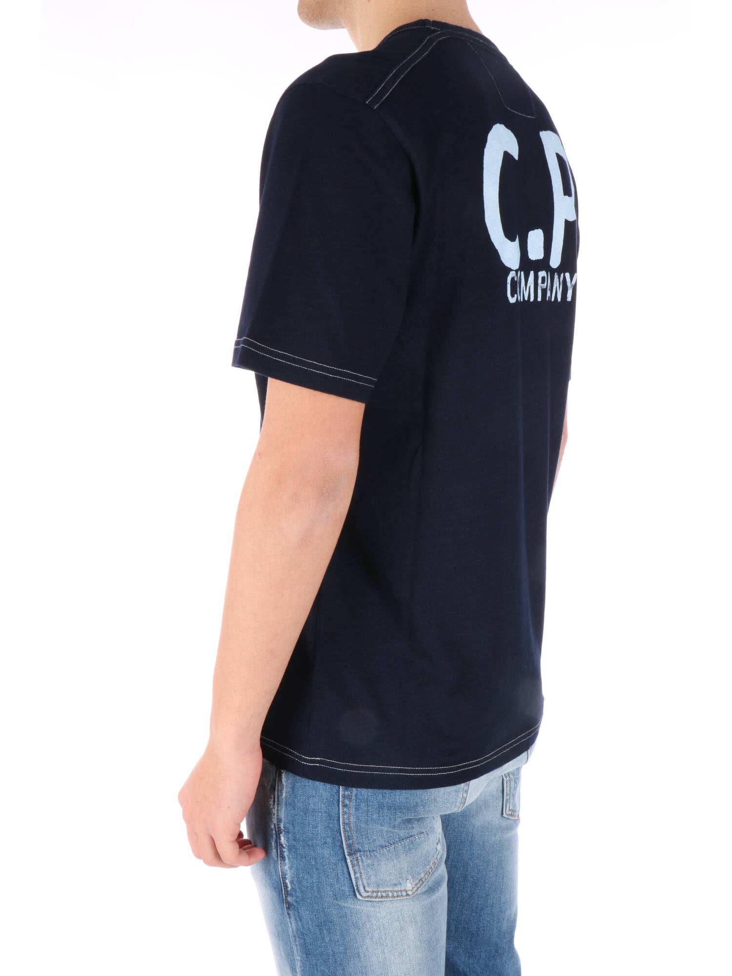 C.P. Company uomo t-shirt con logo frontale blu