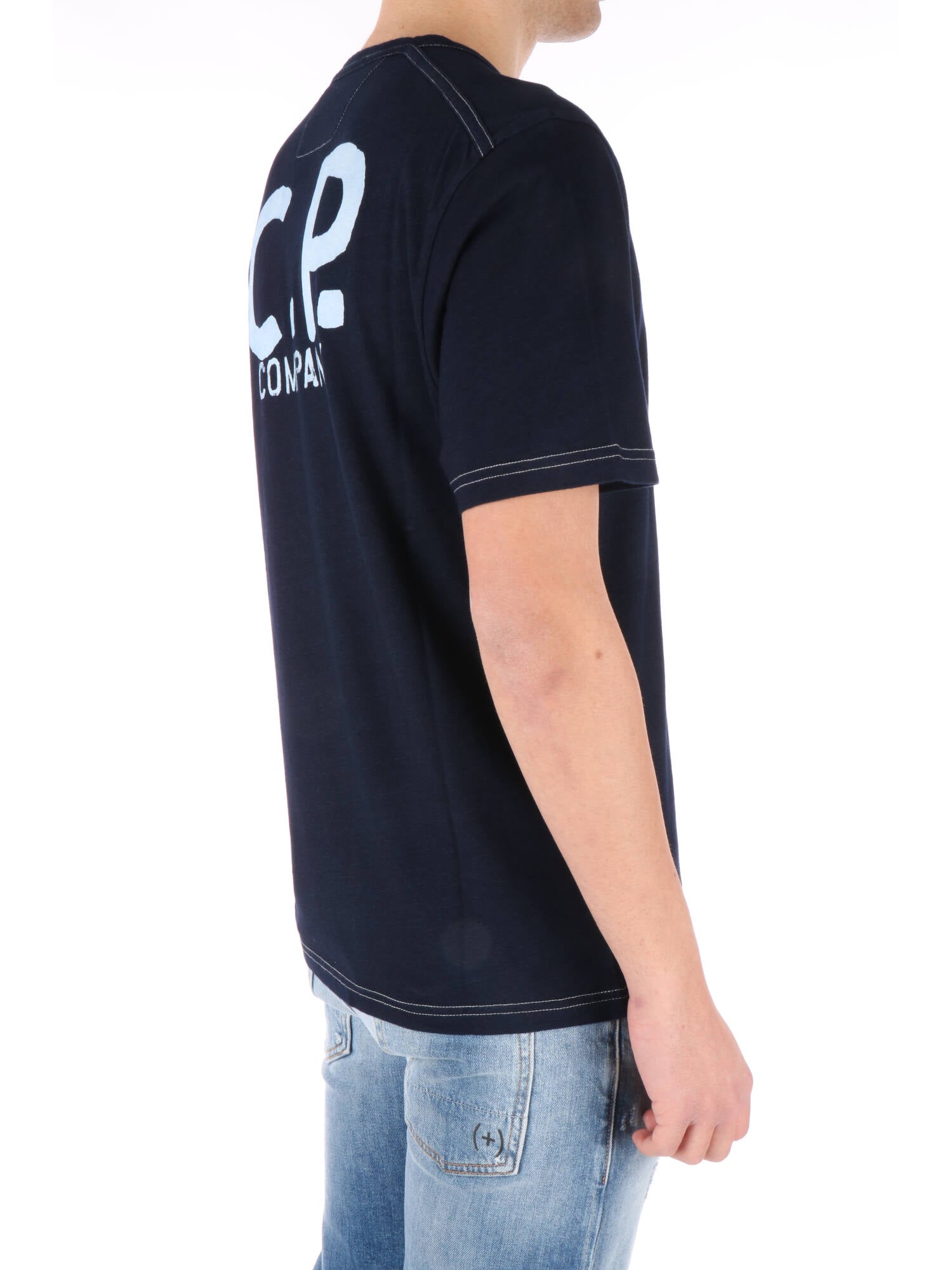 C.P. Company uomo t-shirt con logo frontale blu