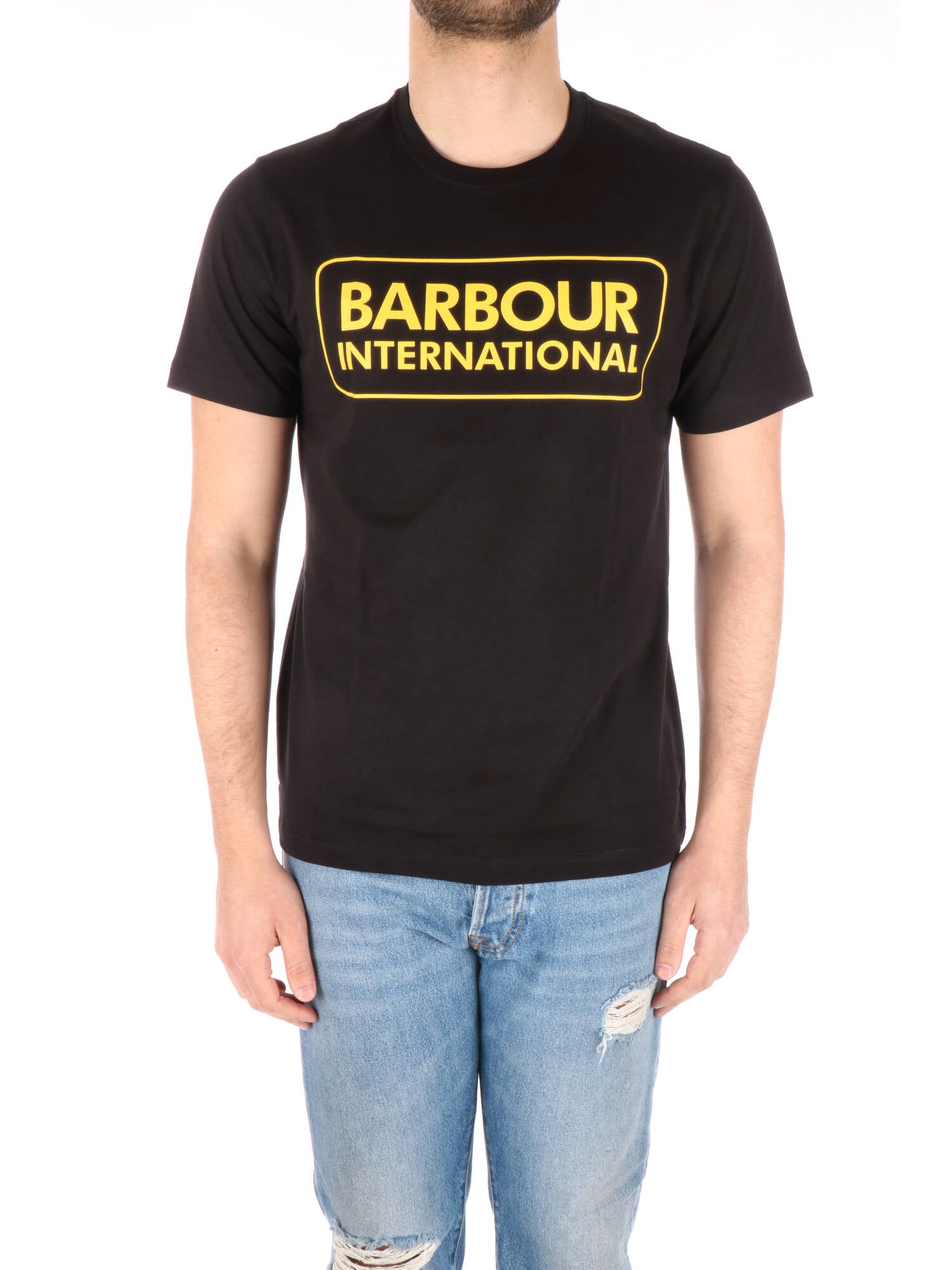 Barbour Int. T-shirt nera con logo grande