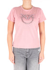 Pinko t-shirt rosa maxi logo gioiello