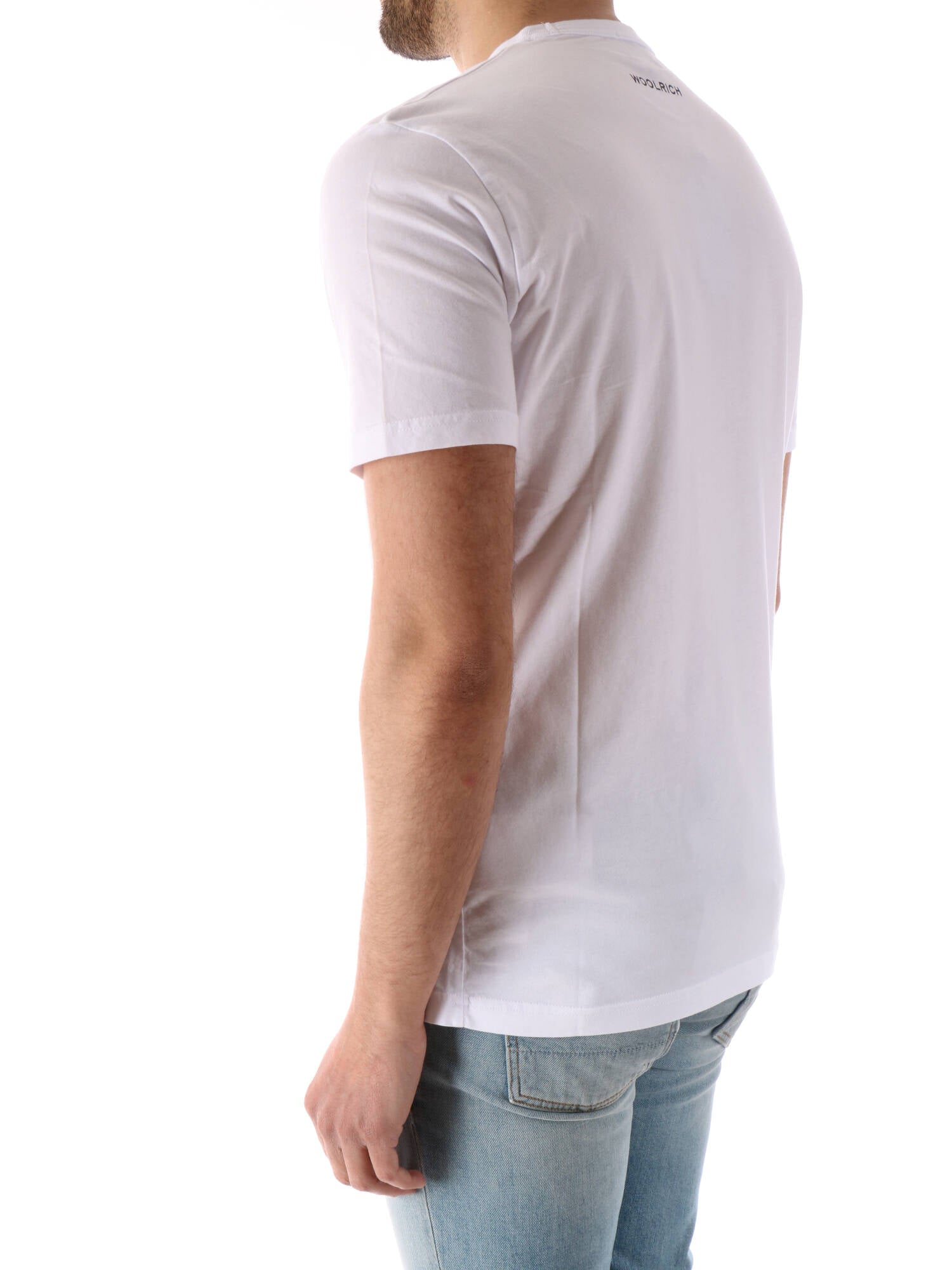 Woolrich t-shirt bianca uomo con stampa ad acqua