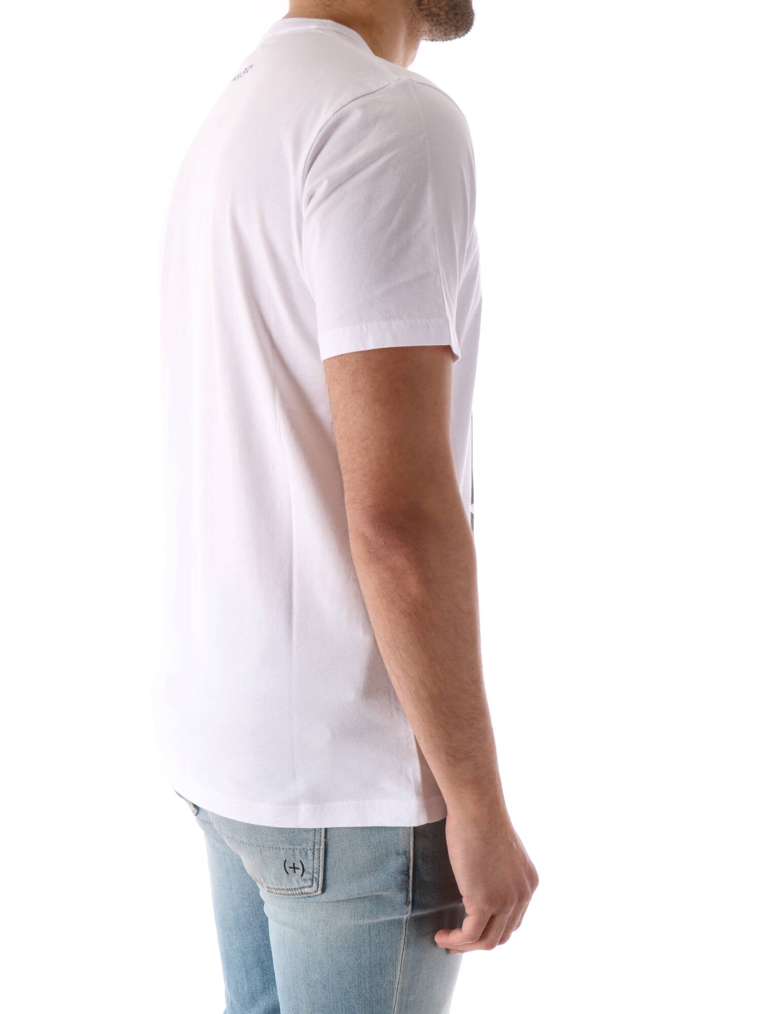 Woolrich t-shirt bianca uomo con stampa ad acqua