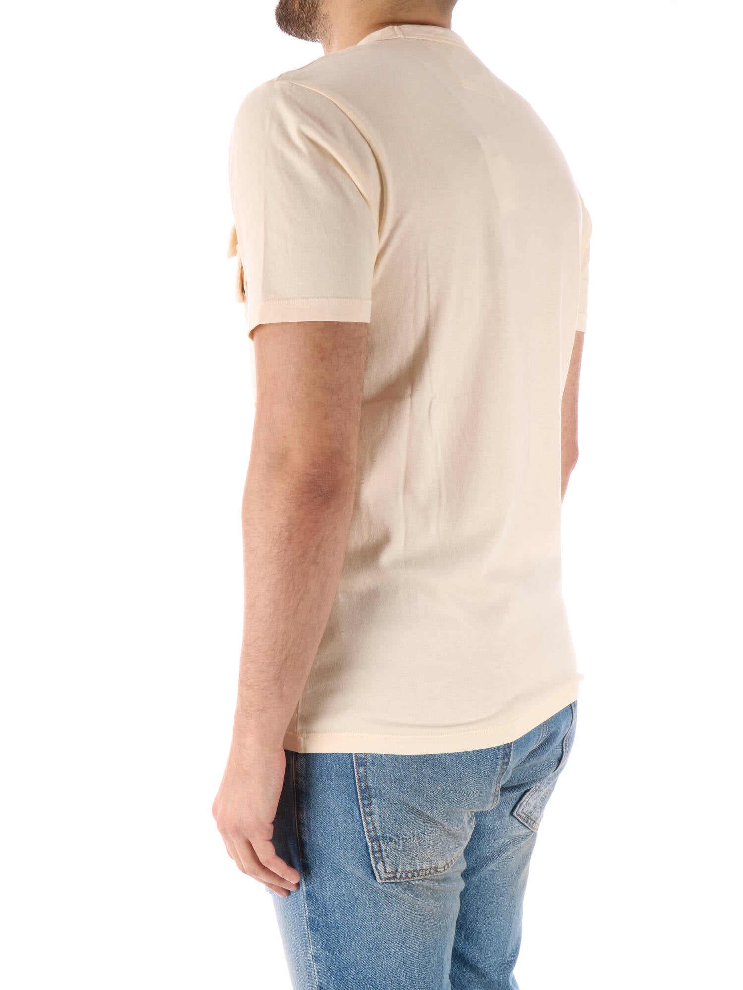 C.P Company t-shirt uomo panna con taschino