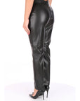 Twinset donna pantalone nero effetto pelle