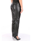 Twinset donna pantalone nero effetto pelle