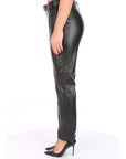 Twinset donna pantalone nero effetto pelle