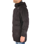 K-way uomo giubbotto lungo nero twill sherpa