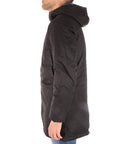 K-way uomo giubbotto lungo nero twill sherpa