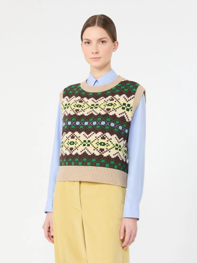 Max Mara Weekend Gilet in filato di lana jacquard