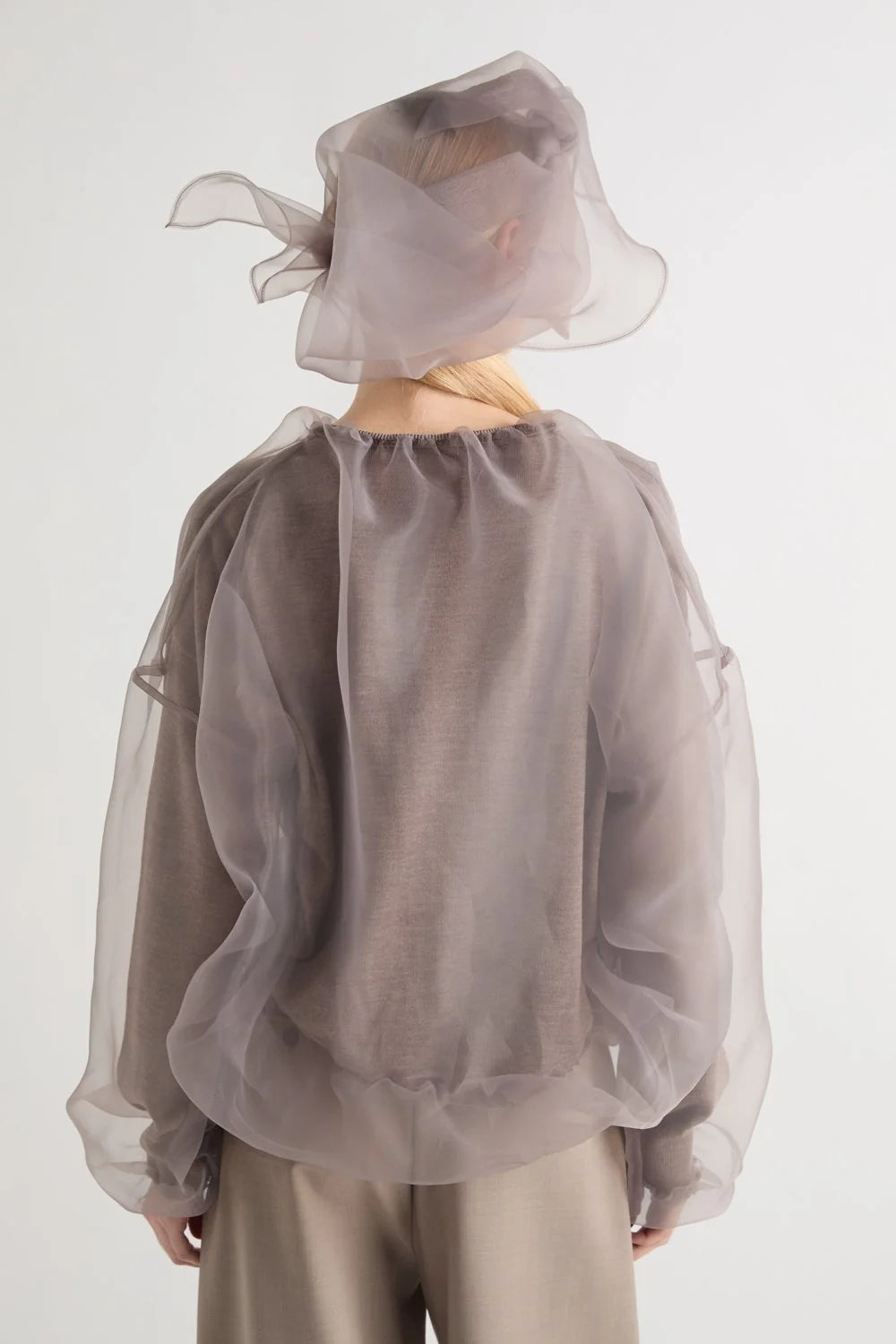 MEIMEIJ   MAGLIA IN LANA CON TULLE SOVRAPPOSTO