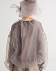 MEIMEIJ   MAGLIA IN LANA CON TULLE SOVRAPPOSTO