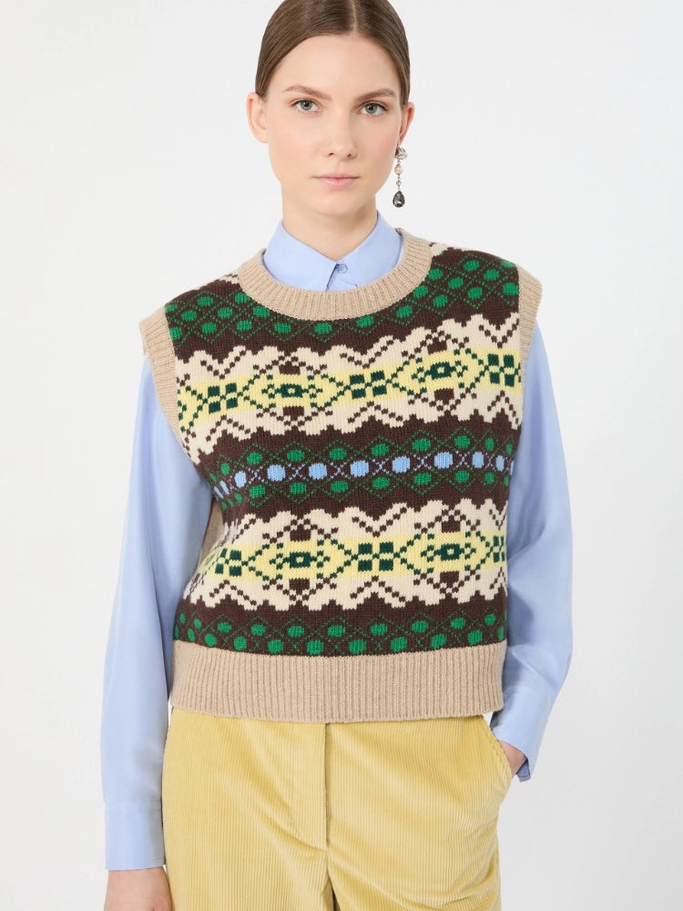 Max Mara Weekend Gilet in filato di lana jacquard