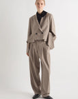 MEIMEIJ  PANTALONE CON PIEGHE IN MISTO LANA
