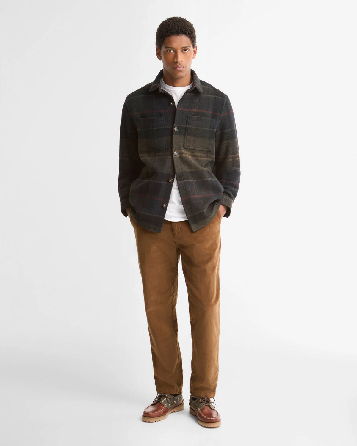 Barbour  Overshirt Woodlane spazzolata con motivo a quadri