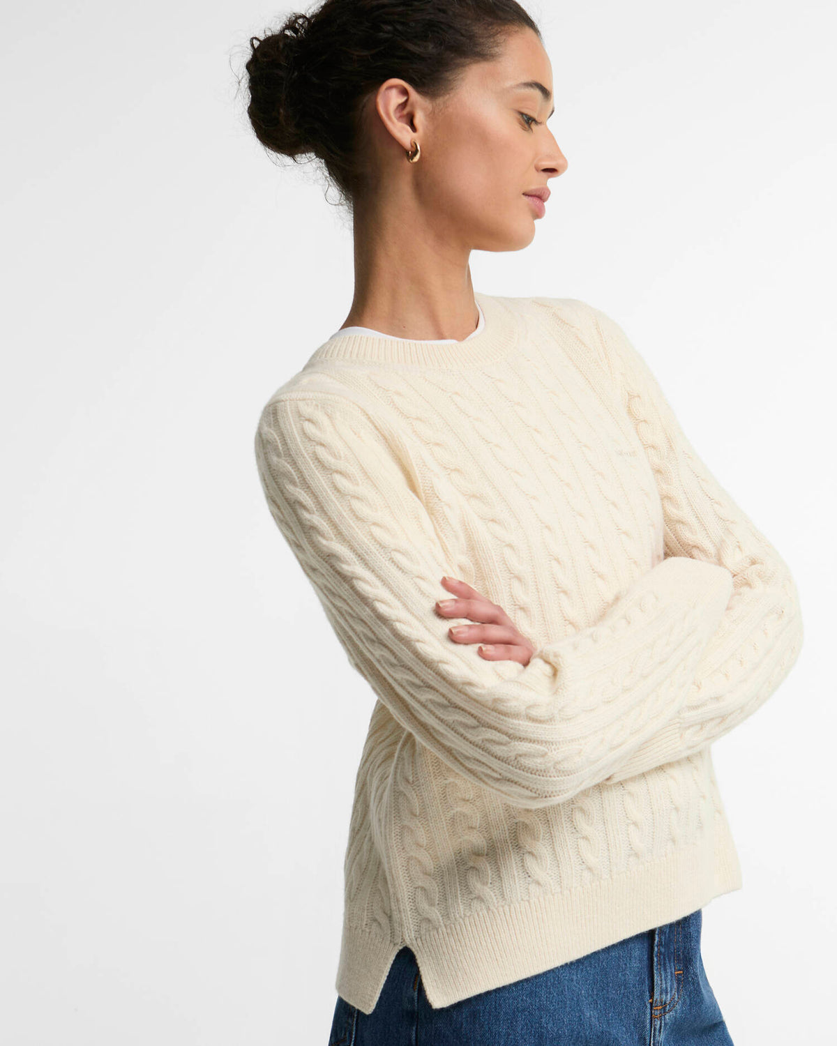 Maglione misto lana Ashdown con taglio morbido e lavorazione a trecce