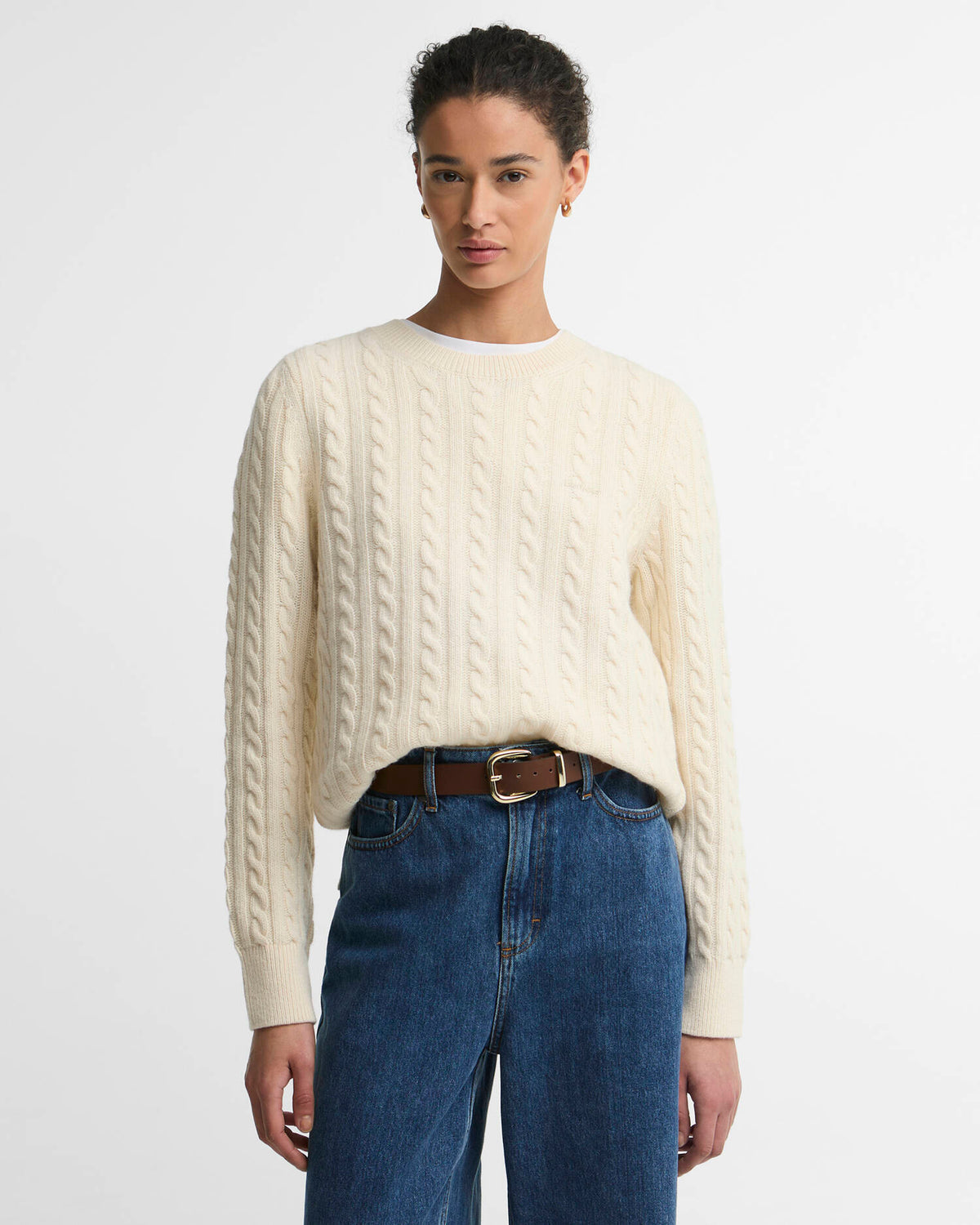 Maglione misto lana Ashdown con taglio morbido e lavorazione a trecce