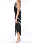 TWINSET ABITO LUNGO CON FRANGE 261TT2411 06571 Nero/madreperla