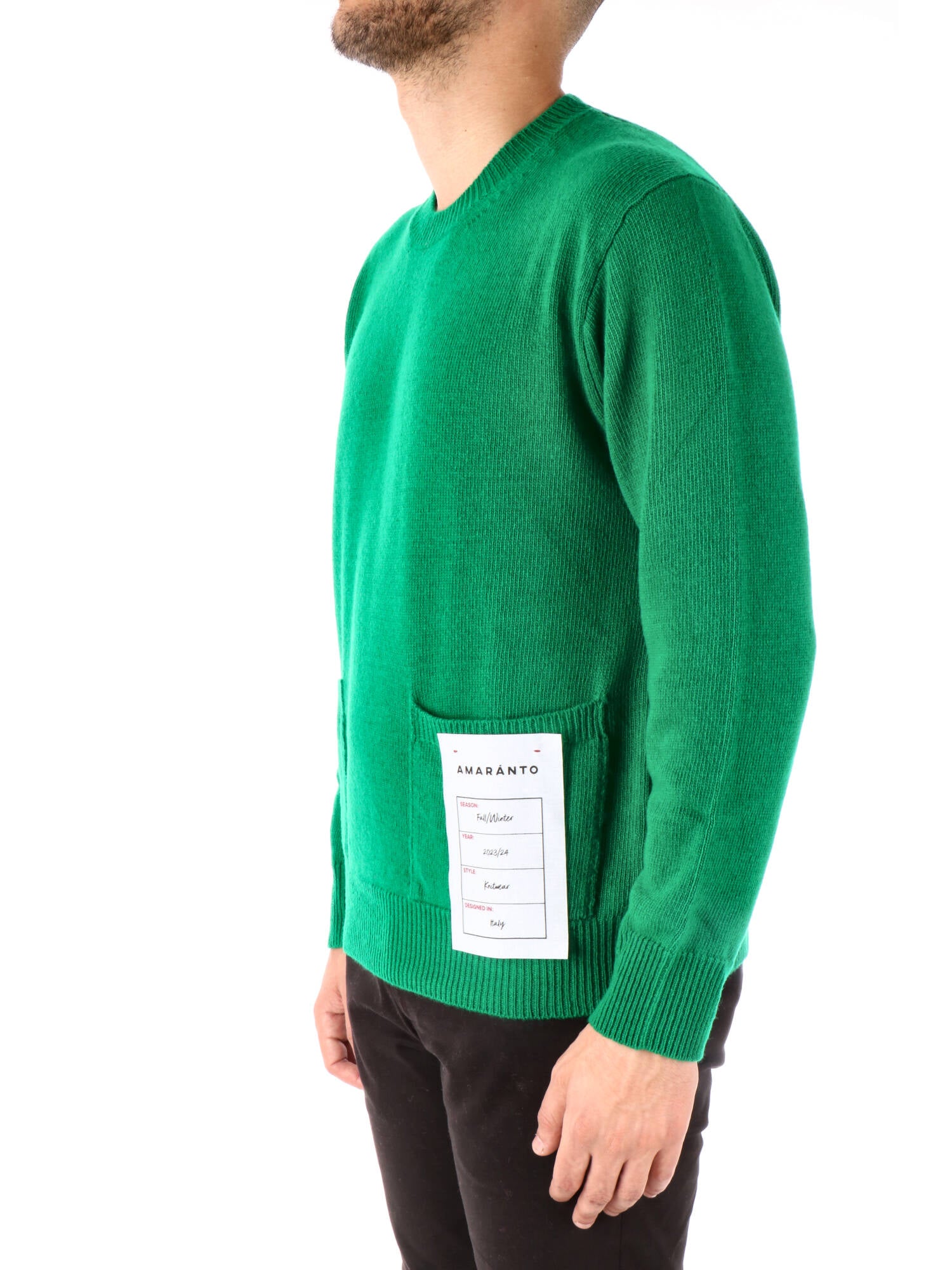 Amaranto uomo maglione girocollo lana verde