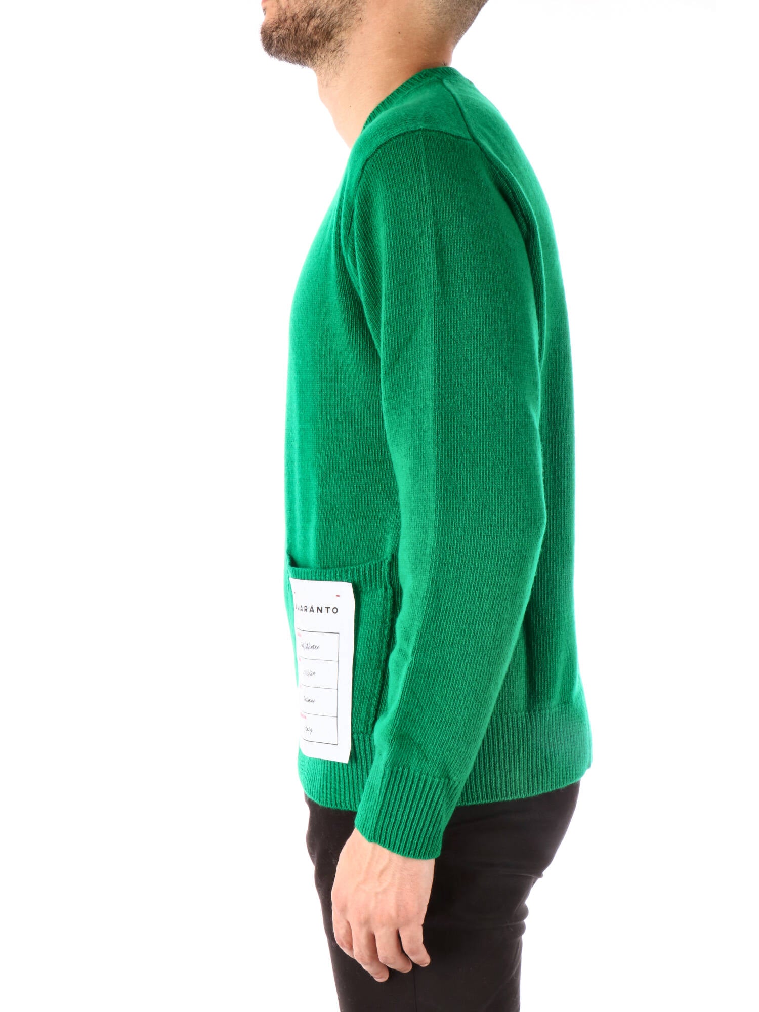 Amaranto uomo maglione girocollo lana verde