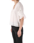 Kaos donna blusa con maniche volant bianca